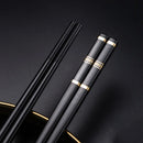 Ljojo Metal Chopsticks Set of 5 Pairs Reusable Korean Sushi Sticks Alloy Tableware