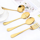 Ljojo Mirror Gold Stainless Steel Flatware Set - 4Pcs Dinnerware Cutlery Kit