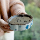 Blue Loquat Begonia Pot Holder Set by Ljojo: Hand-painted Ceramic Kung Fu Tea Table Base
