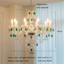 French Green Crystal Chandeliers Luxury Glass Pendant Lights by Ljojo for Living & Dining Rooms