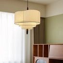 Ljojo French Retro Fabric Bedroom Pendant Lights Solid Wood Chandelier Lighting