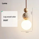 Yellow Travertine Pendant Light Stone Wood Hanging Light for Kitchen Island by Ljojo