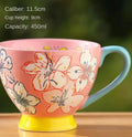 Hand-painted Ceramic Oatmeal Mug, Large Capacity Tea & Coffee Cup by Ljojo