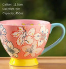 Hand-painted Ceramic Oatmeal Mug, Large Capacity Tea & Coffee Cup by Ljojo