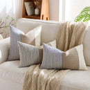 Cream Tan Two Tone Striped Pillow Cover for Home Sofa Couch Living Room by Ljojo