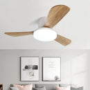 Ljojo 52 Inch DC Wood Ceiling Fan Light Remote Control Living Bedroom 35W LED Lights