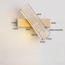 Ljojo LED Wall Light Mirror Stone Wood Wall Art Decor Bedroom Lamp