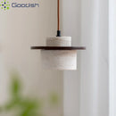 LED Pendant Lights Yellow Travertine Earthen Jar Chandelier for Living Room by Ljojo