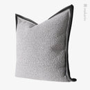 Ljojo Minimalist Gray & White Stitched Square Pillow for Living Room, Bedroom, Hotel