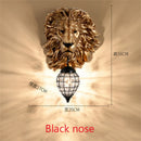 American Retro Lion Head Wall Lamp Resin led Wall Light for Living Room Hallway by Ljojo