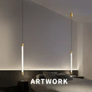 Ljojo Slim Vertical Suspension Pendant Lamp for Minimalist Bedroom Living Room Light Fixture