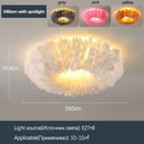 Ljojo Round Feather LED Ceiling Lamp Warm Light Stylish Nordic Minimalist Bedroom Decor