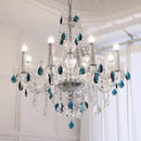 Ljojo Blue Crystal Chandelier Pendant Light - Luxury Glass Bedroom Decor Spiral Fixtures