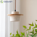 LED Pendant Lights Yellow Travertine Earthen Jar Chandelier for Living Room by Ljojo