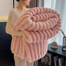 Ljojo Luxury Rabbit Fur Throw Blanket for Cozy Warmth and Comfort