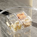 Ljojo 4/6 Grids Plastic Food Tray Dual Handle Snack Fruit Organizer