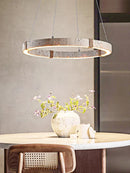 Natural Limestone Pendant Lamp Large Rectangular Luxurious Dining Table Lighting by Ljojo