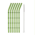 Ljojo 11Pcs Green Glass Straws Set with Brush - High Borosilicate Drinkware