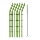 Ljojo 11Pcs Green Glass Straws Set with Brush - High Borosilicate Drinkware