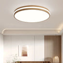 Macaron LED Ceiling Light: Modern Wood Grain Room Decor - Remote Dimming Ljojo