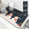 Christmas Snowmen Snowflakes Drying Mat for Kitchen Table Decoration - Ljojo