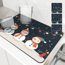 Christmas Snowmen Snowflakes Drying Mat for Kitchen Table Decoration - Ljojo