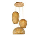 Led Pendant Lamp Natural Rattan Wicker Chandeliers Hand-Woven Bamboot E27 Lighting by Ljojo