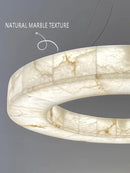 Alabaster Round Marble Chandelier: Luxury LED Hanging Lamps for Living Room by Ljojo