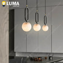 Ljojo Small Chandelier All Copper Natural Marble Decoration for Luxurious Bedroom