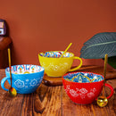 Ljojo 400ml Bohemian Ceramic Mugs for Coffee, Milk, Oatmeal, Microwaveable