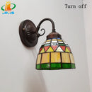 European Model Tiffany Art Glass Single-headed Wall Lamp for Patio Mirror Lighting by Ljojo