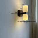 Ljojo LED Wall Light Fixture, Rotate Glass Wood Indoor Up Down Lamp