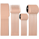 Ljojo 24-Piece Black Stainless Steel Cutlery Set Flatware Tableware Silverware Kit