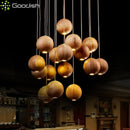 Ljojo Medieval Bauhaus Wooden Bubbles LED Pendant Lights Chandelier for Home Decoration