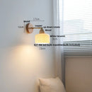 Ljojo LED Wall Light Fixture Wood Canopy White Glass Nordic Modern Plug In Sconce