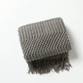 Ljojo Luxury Caramel Knitted Throw Blanket with Wave Tassels