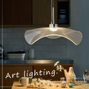 Nordic Restaurant Chandelier Lotus Leaf Straw Hat Lamp for Bedroom by Ljojo