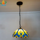 12-inch American-style Embankment Flower Chandelier: Tiffany Glass Lighting by Ljojo for Milk Tea Shop & Coffee Restaurant