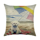 Cute Dog Watercolor Linen Cushion Cover 45*45cm - Ljojo