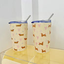 Ljojo 360ml Stainless Steel Thermal Tumbler with Straw - Kawaii Design for Hot and Cold Drinks
