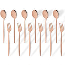 Ljojo 12Pcs Gold Mirror Stainless Steel Fork Spoon Set for Kitchen Dinnerware