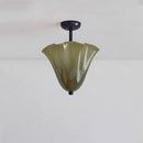 French Glass Hanging Lamp with Polka Dot Lampshade | Retro Ceiling Pendant Light by Ljojo
