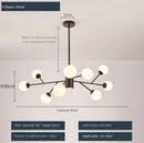 Nordic Tree Branch LED Chandelier Glass Ball Lampshade Black Gold for Bedroom Living Room Ljojo