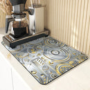 Ljojo Metallic Pattern Coffee Mat: Quick Kitchen Drying Mat for Draining Dishes & Utensils