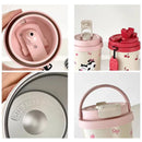 Ljojo 500ml Stainless Steel Insulated Tumbler with Straw - Cute Thermal Cup