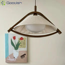 Japanese Painted Fashion Wooden Hat LED Pendant Light Chandelier for Living Room by Ljojo
