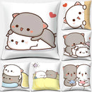 Cute Mocha Mochi Peach Cat Pillowcase for Sofa and Car Decor, Home by Ljojo, 45x45cm