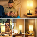 Ljojo LED Desk Lamp with USB Charge Ports, Dimmable Bedside Reading Light