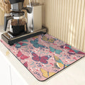 Butterfly Print Table Mat Coaster Set by Ljojo: Kitchen Accessories Absorbent Drying Mat