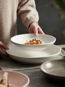 Ljojo 12-inch Ceramic Deep Plate for Dining, Soup, Salad - High-End Tableware